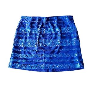 Express Navy Blue Sparkly Mini Skirt